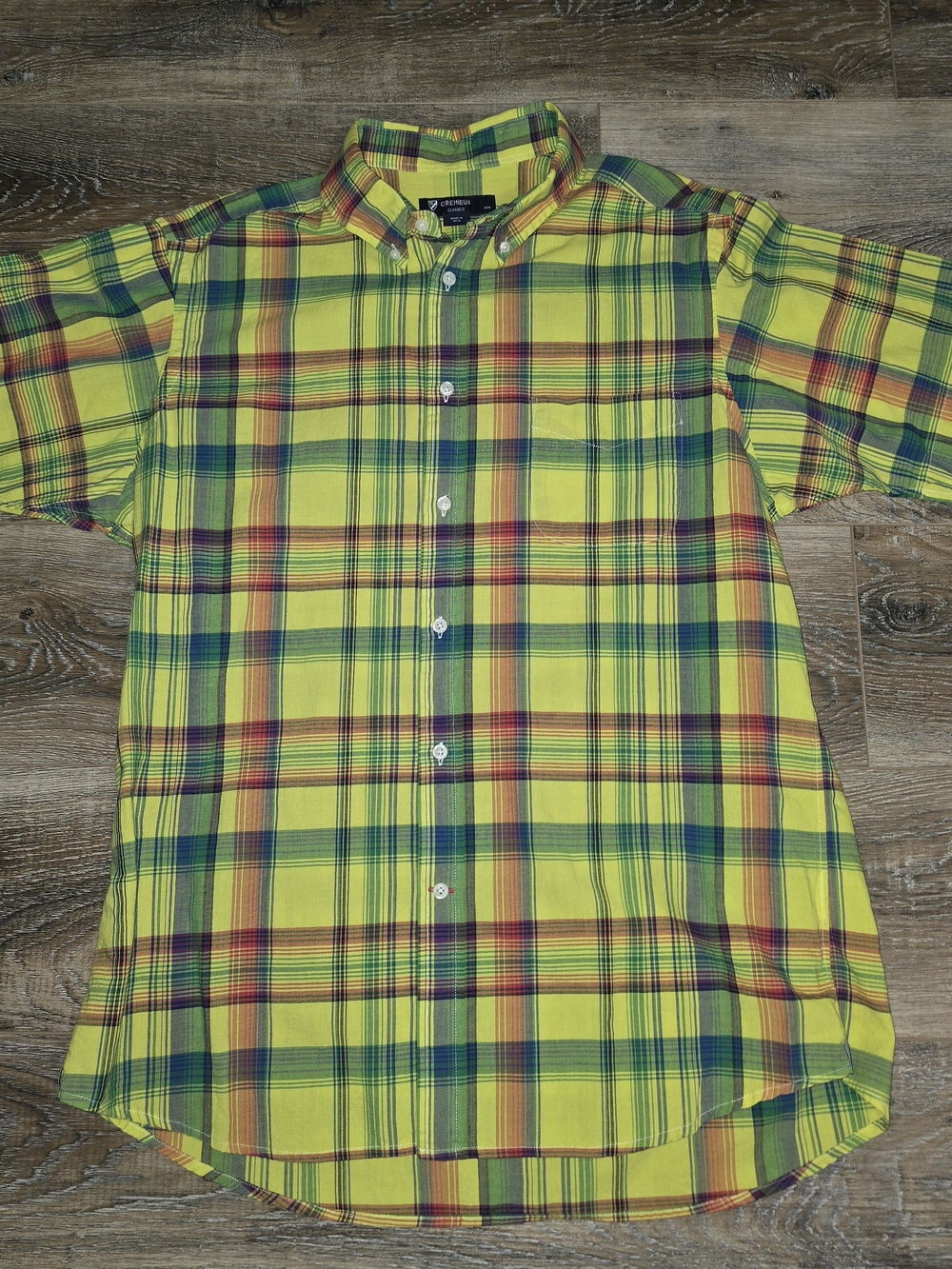 Daniel Cremieux Signature Plaid Shirt Mens Large Cotton Button Down Short Sleeve
